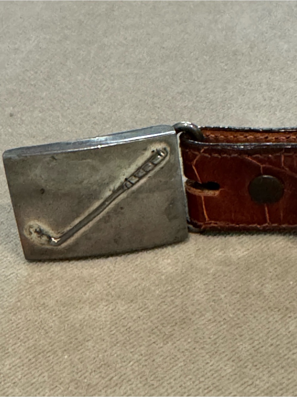 Sterling golf belt buckle with alligator strap adjustable unisex